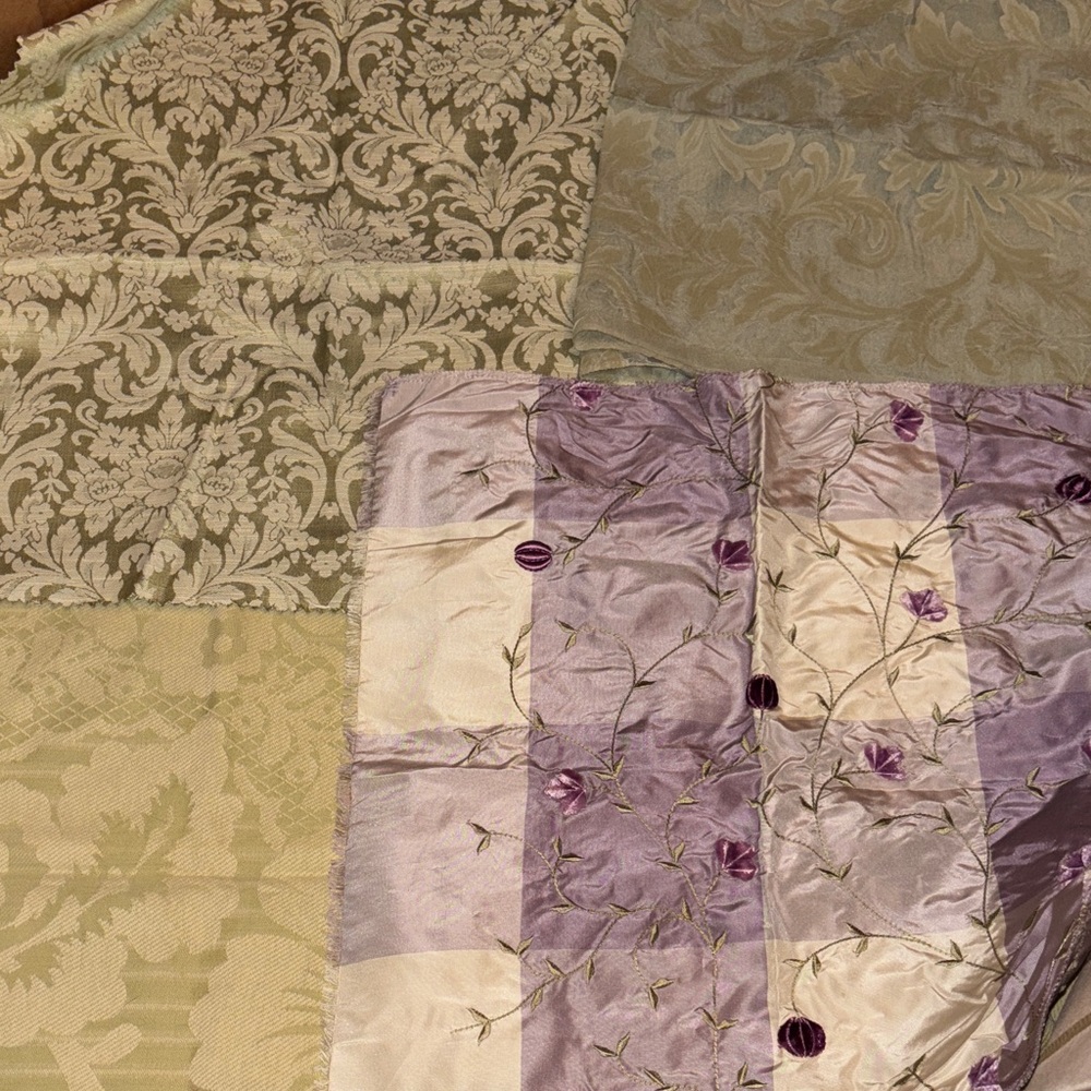 Elegant Purple, green and Cream fabric pieces
